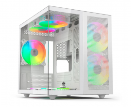 Gabinete Gamer Evolut Áquario MIZU com 3 Fan RGB Vidro Temperado - Branco