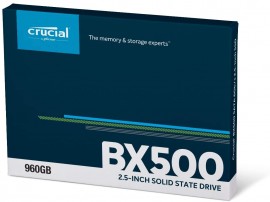 SSD Crucial BX500 960GB SATA Leitura 540MB/s Gravação 500MB/s