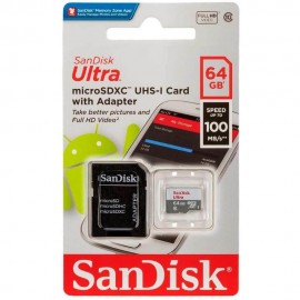 Cartão De Memória SanDisk MicroSD 64GB 100MB/s Ultra Classe 10 UHS-I