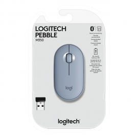Mouse sem fio Logitech Pebble M350 USB ou Bluetooth com Clique Silencioso Design Slim Ambidestro Azul