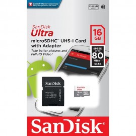 Cartão De Memória SanDisk MicroSD 16GB 80MB/s Ultra Classe 10 UHS-I
