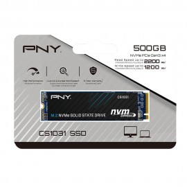 M.2 PNY 500GB CS1031 2280 NVMe 1.3 Pcie Gen3 X4 Leitura 2200MB/s Gravao 1200MB/s