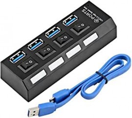 Hub USB 3.0 4 portas com Led Indicador e Botão On/Off - Suporta HD até 1TB
